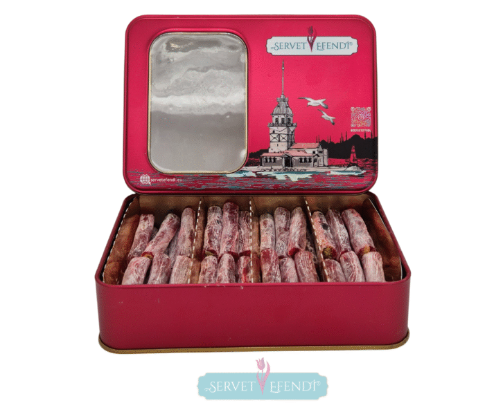 3 (2) Fıstıklı Narlı Parmak Lokum Metal Kutu - Görsel 1